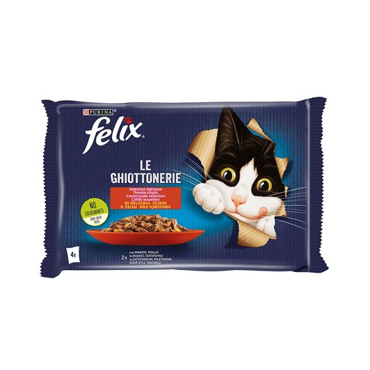 Felix Sığır Etli ve Tavuklu Yaş Kedi Maması 4x85g Pouch
